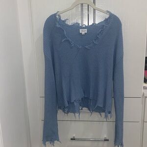 Small Blue Le Lis Frayed Sweater